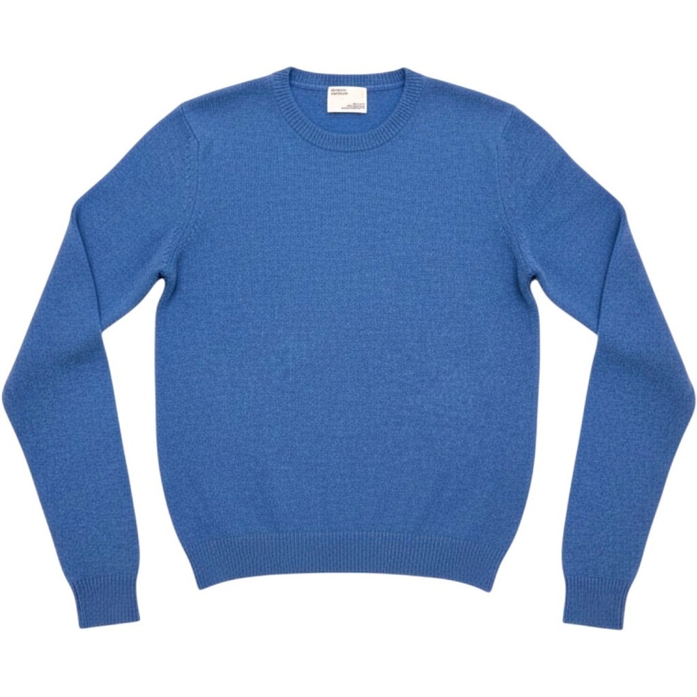 Colorful Standard Blue Recycled Merino Wool Crewneck Sweater Made in Portugal